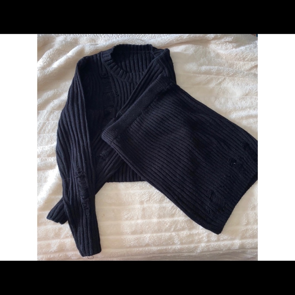 Two piece sweater skirt set